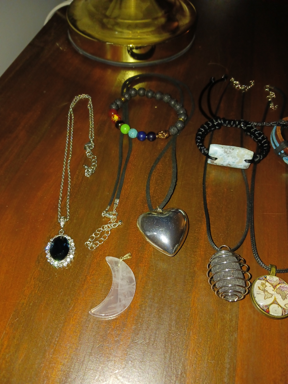 Random Mixed Lot Of Jewelry Necklace Crystal Rose Quartz Volcanic Rock Larimar - Picture 3 of 3